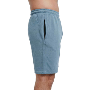 Men's <b>Slate</b> Blue 100% Cotton Pique Shorts with Drawstring Waist Casual Breathable Bermuda Length Solid Color Knitted Fabric - Product Image 6