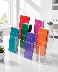 Exhibidor de Acrílico Transparente Moderno de Primera Calidad para Folletos y Volantes, para Oficina, Comercios y Eventos - Product Image 1