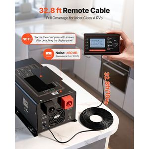 Inverter a Onda Sinusoidale Pura 3000W con Caricabatterie da 12V DC a 120V AC, Display LCD, Telecomando, Bassa Frequenza per Sistemi Elettrici RV - Product Image 5