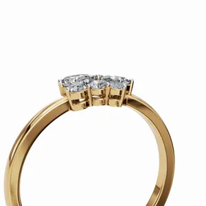 Anillo de Diamantes con Corte Redondo, Ovalado y en Forma de Pera, Cultivados en Laboratorio, en Oro Amarillo de 18K, 6 Piezas de Anillos para Exportación al por Mayor - Product Image 5