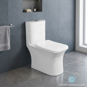 Inodoro de Cerámica Sifónico de Una Pieza con Línea Dorada de Diamantes Modernos y Asiento de Cierre Suave para Baños de Hoteles de Lujo - Product Image 6