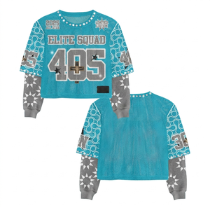 Cotton Polyester Double Layer Shirt Grey Purple Graphic <b>Studded</b> Panel Custom Print Embroidery Double Layer Stylish t shirt - Product Image 4
