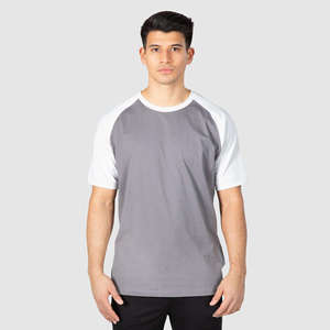 Camiseta de Manga Raglán Personalizada para Hombre, 100% Algodón, Ligera, Corte Regular, Cuello Redondo de Dos Tonos, Transpirable, Ropa Casual de Calle, OEM ODM - Product Image 1