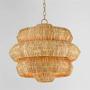 Sustainable Eco Friendly Rattan Lampshade Wholesale Handmade Luxury Asian Design Indoor Decorative Pendant <b>Light</b> Cover Durable - Product Image 1