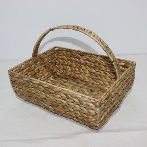 <b>Square</b> Water Hyacinth Eco-Friendly Storage <b>Basket</b> with Handle Rustic Multi-Purpose Picnic Use Organization <b>Basket</b> - Product Image 4