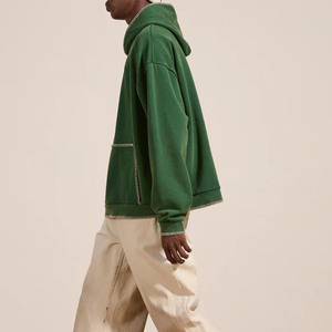 Sudadera con Capucha Verde para Hombre, Estilo Oversize con Estampado de Calavera, Estilo Mafia, Hip Hop, Tejido de Algodón, Informal de Otoño, Diseño con Logotipo Frontal y Bolsillo - Product Image 2
