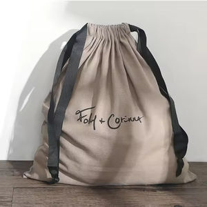 Sac en tissu de lin avec cordon de serrage, imprimé sur mesure avec logo de luxe, grand format, en coton de chanvre, avec ruban - Product Image 4