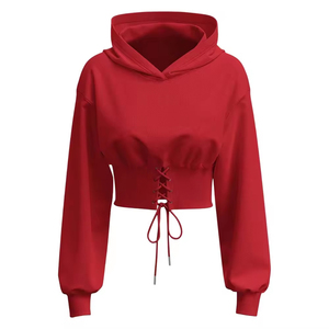 Sudadera con Capucha de Alta Calidad para Mujer, 100% Algodón, con Cordón Ajustable, Logotipo Personalizado, Estilo Invernal, Hombros Caídos, Corte Recortado, Cuello con Capucha - Product Image 1