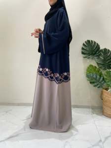 Dubai Style Women's Breathable Polyester Maxi <b>Flared</b> Abaya Handmade <b>Sequined</b> Beaded V Neck Long Sleeve Prayer Evening Party - Product Image 5