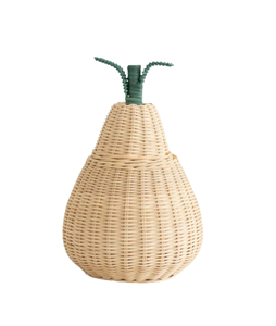Handwoven Rattan Pear Shaped Storage <b>Basket</b> with Lid, Natural <b>Wicker</b> Decorative Organizer for Laundry, Toys, Home Decor & Living - Product Image 1