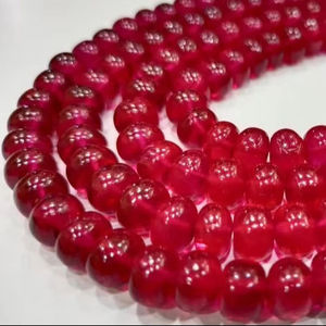 Perles de rubis exotiques, forme ronde, lisses, 7-8 mm, vendues par brin de 8 pouces de long - Product Image 1