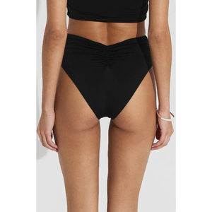 Conjunto de Bikini Negro Sexy para Mujer, Traje de Baño de Dos Piezas de Cintura Alta, Bikini de Spandex de Color Sólido con Detalle Trenzado - Product Image 4