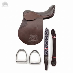 Nouvelle conception de selle Polo en cuir véritable, selle anglaise complète avec étriers en fer, sangle de selle, vente en gros - Product Image 3
