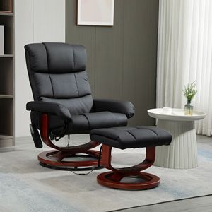 Sillón Reclinable Eléctrico Negro con Reposapiés, 10 Puntos de Vibración y Bolsillo Lateral para Mayor Comodidad - Product Image 1