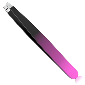 Pinzas para Cejas de Acero Inoxidable con Logotipo Personalizado, Punta Inclinada, para Depilación de Cejas, Reutilizables, Ligeras, OEM - Product Image 1