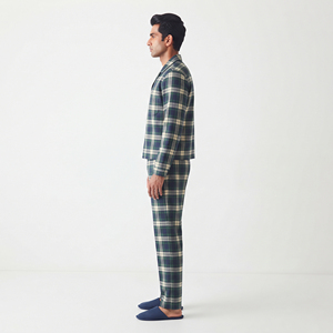 Men's <b>Plaid</b> Printed Cotton <b>Pajama</b> Set Full Sleeve Turn-down Collar Breathable Winter Loose Fit Side Pockets Streetwear 2-in-1 - Product Image 3