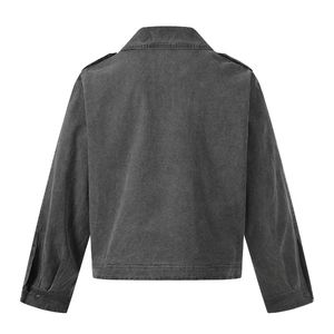 เสื้อแจ็คเก็ตสตรีทแวร์ฮิปฮอปคุณภาพสูงทรงโอเวอร์ไซส์ คลาสสิก กันหด กันลม ผ้าฟลีซ แต่งแพทช์ ดีไซน์ดิสเทรส - Product Image 3