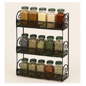 3-Tier Wall Mounted Spice <b>Rack</b> Organizer for <b>Kitchen</b> <b>Storage</b> Black Metal Seasoning Shelf Hanging Herb & Spice Holder <b>Rack</b> - Product Image 6