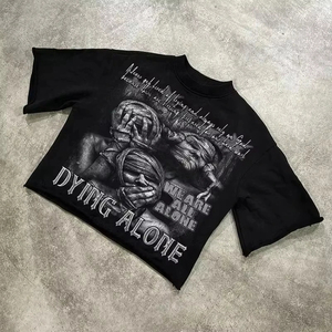 T-shirt homme été, nouveau style, streetwear décontracté, mode Y2K, manches courtes, oversize, vintage, imprimé - Product Image 2