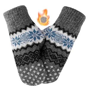 Mitaines d'hiver personnalisées en tricot thermique chaud, motif Fair Isle vintage nordique, doublure en polaire épaisse, gants de neige doux pour femmes - Product Image 1