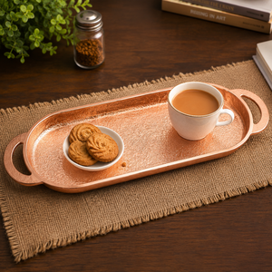 Plateau de service ovale moderne en aluminium de qualité supérieure, finition cuivre brillant, décoration de la maison pour le Ramadan, plateau d'appoint de luxe avec poignée pour bijoux - Product Image 6