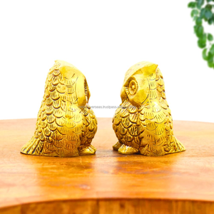 Par de Figuras Decorativas de Búho en Latón Macizo Hechas a Mano, Duraderas, Color Dorado, Estilo Animal, Decoración para el Hogar que Simboliza Sabiduría y Prosperidad - Product Image 4