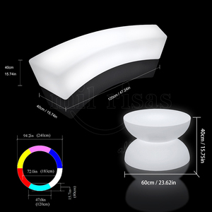 Ensemble moderne de bancs et tables LED modulaires incurvés et tournants pour discothèque, événement, salon, fête, bar avec service DDP - Product Image 6