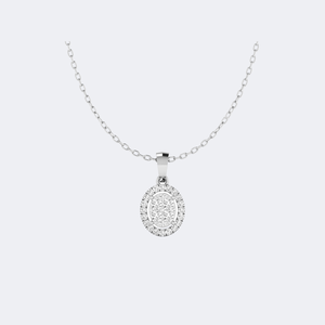 Collier pendentif ovale avec halo pavé et taille ronde 0,65 carats au total - Product Image 2