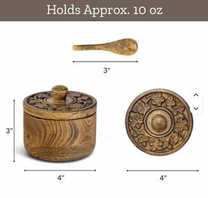 Contenedor de sal de madera grande de alta calidad con tapa y cuchara para almacenar grandes cantidades de sal a bajo precio por parte del exportador. - Product Image 1