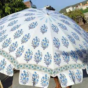 ร่มผ้าฝ้ายพิมพ์ลายด้วยมือ สำหรับชายหาด โรงแรม งานแต่งงาน ขายส่ง ผลิตด้วยมือจากอินเดีย สไตล์โบโฮ สำหรับกันแดดในลานบ้าน ปรับแต่งได้ - Product Image 5