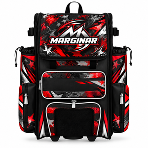 Sac à dos de baseball personnalisé avec roulettes intégrées, compartiment pour batte, sac de voyage pour joueur de softball, grand sac de sport d'extérieur - Product Image 1