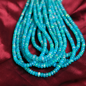 Perles de rondelle à facettes en opale éthiopienne bleue Paraiba de qualité supérieure Perles d'opale éthiopienne bleue - Product Image 5