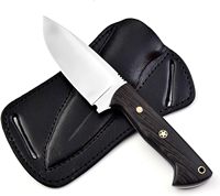 Couteau à dépecer EDC à lame fixe en acier inoxydable, manche en bois de wengé, étui en cuir, couteau utilitaire de camping et de bushcraft à lame pleine, OEM