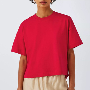 T-shirt basique noir en polyester tricoté pour homme, 220 grammes, col surdimensionné, manches courtes, coupe ample, style streetwear décontracté, anti-rétrécissement - Product Image 4