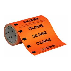 Marqueur de tuyau au chlore auto-adhésif flexible 8 po x 30 pi en rouleau pour la signalisation des conduites industrielles par Brady - Product Image 1