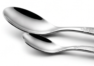 Ensemble de couverts en acier inoxydable avec design martelé argenté, finition miroir, style moderne, pour la maison, la cuisine, les restaurants et les repas. - Product Image 2