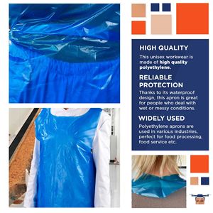 Paquete de 1000 delantales de plástico desechables azules para adultos 28x46 pulgadas impermeable ligero 1,0 Mil para limpieza de servicio de alimentos - Product Image 3