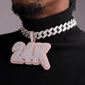 Colgante de letra grande personalizado de moissanita plateada, totalmente cubierto de circonitas, estilo Hip Hop, con acabado en oro amarillo, regalo brillante de moissanita - Product Image 4