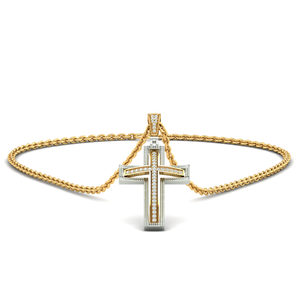 Collar con Colgante de Cruz de Plata de Ley 925 en Dos Tonos, Chapado en Oro y Rodio con Circonita Cúbica, Joyería Religiosa Cristiana - Product Image 3