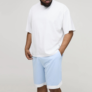 Prix de gros Ensemble T-shirts et shorts décontractés pour hommes en tricot, logo personnalisé, impression par transfert thermique, 100% fibre de bambou, séchage rapide - Product Image 1