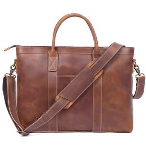 Sac à main pour ordinateur portable en cuir véritable 100% durable, vintage, pour le bureau, les affaires, imperméable, tendance, décontracté, pour hommes LLB-0304 - Product Image 5