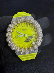 นาฬิกาข้อมือผู้ชาย I&U Luxury VVS Moissanite Iced Out พร้อมฟังก์ชั่นวันที่อัตโนมัติ สายซิลิโคนสีเขียวนีออนน้ำหนักเบา และตัวเรือนสแตนเลสสตีล - Product Image 4