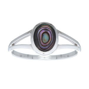 Elegant Oval Abalone Shell <b>Split</b> Shank Silver <b>Ring</b> - Product Image 2