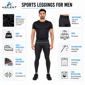 Leggings de compression pour hommes, taille haute, pour la gym, la course, l'entraînement, le fitness, sous-vêtement technique, fournisseur OEM ODM en gros - Product Image 6