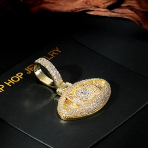 Colgante Ojo que todo lo ve, chapado en oro, plata 925, moissanita, estilo Hip Hop, amuleto de protección, colgante de buena suerte para hombre - Product Image 2