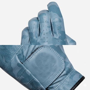 Premium Breathable Genuine Leather Golf <b>Glove</b> Right <b>Hand</b> Unisex Light Blue <b>Moisture</b> Wicking Non-Slip Adjustable Wrist Strap - Product Image 3