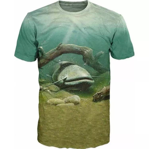 Camisetas de Pesca de Manga Corta de Talla Grande, Transpirables, de Secado Rápido, de Algodón/Poliéster Sublimado, al por Mayor - Product Image 1