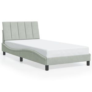 Cadre de lit rembourré en velours gris clair Hanko avec éclairage LED 39,4''x74,8'' sans matelas - Product Image 1