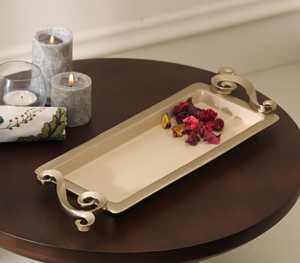 Plateau décoratif rectangulaire en fer forgé texturé, avec poignée légère, pour la maison moderne, les mariages, Diwali, Bar Mitzvah – Créez de l'espace au style - Product Image 5