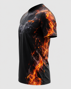 Camiseta RITS para Hombre, Manga Corta, Cuello Alto, Informal, de Forro Polar, Poliéster/Algodón, Negra con Dorado, Sublimación, Secado Rápido, Corte Regular - Product Image 5